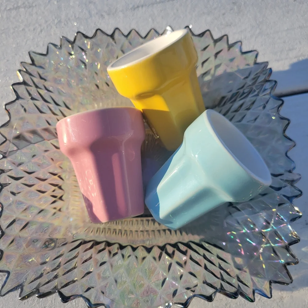 IKEA Pastel Cups Shot Glass Small Vase ~ DUKTIG Line ~ Pink Blue Yellow *Flaw